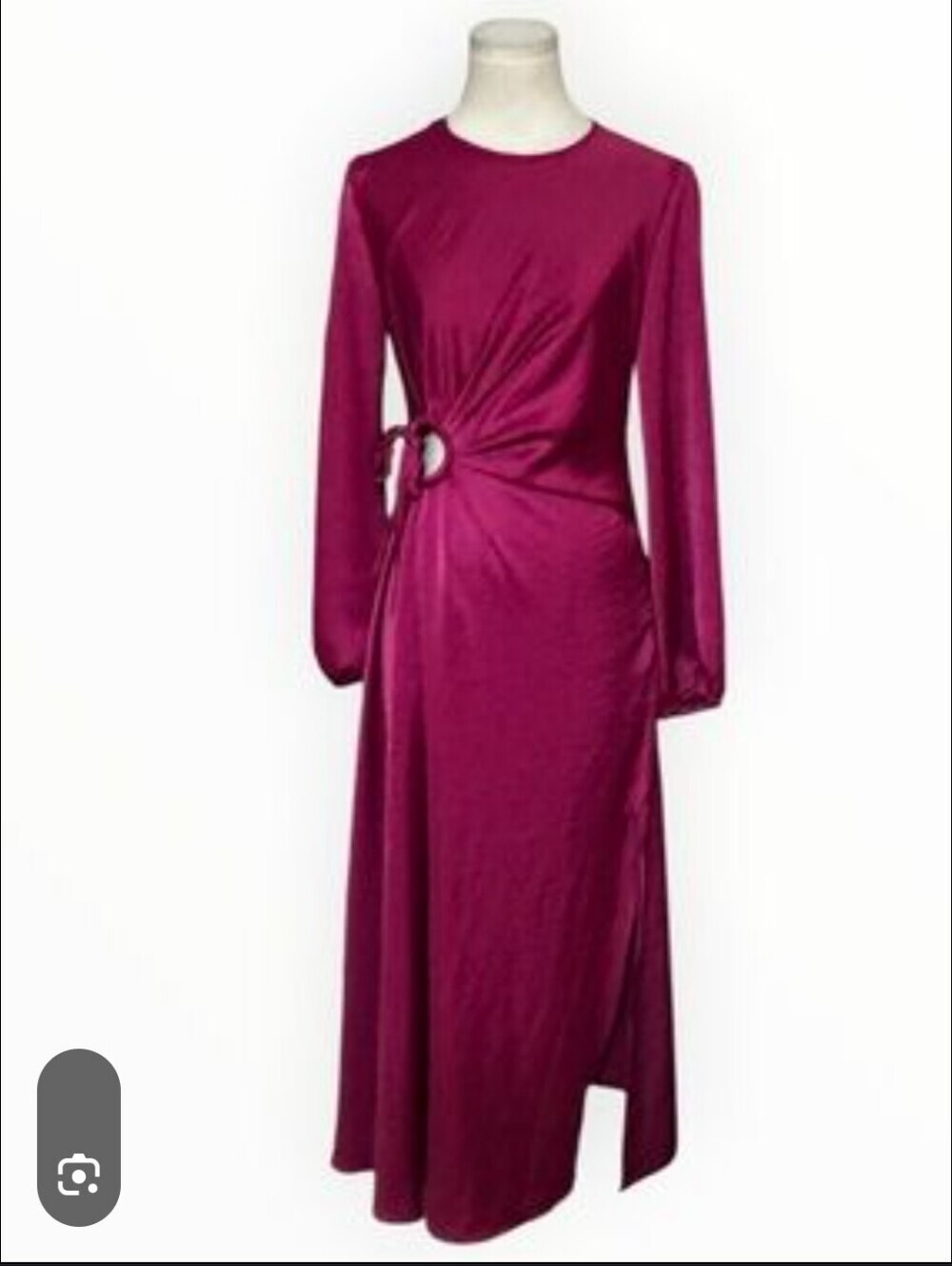 House of Harlow 1960 Magenta Long Sleeve Midi Dress with Ring Detail